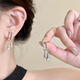ZF-DR雙層水滴鋯石耳環(huán)S999足銀針耳釘女韓系小眾氣質(zhì)冷淡風(fēng)ins潮耳飾 925銀針款1對
