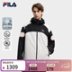 FILA 斐樂(lè )官方男士梭織外套2025冬新款時(shí)尚休閑拼色寬松連帽上衣 正黑色-BK 2XL 185/104A/XXL