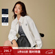 茵曼（INMAN）2026春季女裝新款復古休閑翻領(lǐng)拉鏈夾克外套百搭寬松短款上衣 白色 S