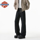 NEW OR MODE美式高街牛仔褲男春季潮牌拼接微喇工裝褲子復古百搭純色直筒長(cháng)褲 黑色【高品質(zhì)】 XL 【建議125-145斤】