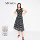 MO&Co.荷葉邊花邊打攬收腰碎花無(wú)袖園藝風(fēng)連衣裙氣質(zhì)露背裙子摩安珂 黑底彩花色-第2批 M 165