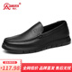 強人3515男士皮鞋頭層牛皮軟底駕車(chē)鞋一腳蹬休閑皮鞋男單鞋 黑色 40