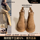CAMILA KSENIA雪地靴女加絨加厚2026新款春季短筒棉靴純色厚底增高東北雪地棉鞋 駝色-camel color 37