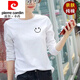 皮爾卡丹（pierre cardin）純棉長(cháng)袖T恤女春秋裝韓版學(xué)生打底衫寬松字母百搭白色體恤上衣潮 純棉-326 L 建議105-125斤
