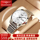 冠琴（GUANQIN）手表男進(jìn)口機芯機械全自動(dòng)瑞士品質(zhì)防水夜光時(shí)尚精準雙日歷男腕表 鋼帶本色白面