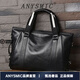 ANYSMIC高端奢侈品手提包男真皮男包橫款電腦包頭層牛皮軟皮出差商務(wù)包 黑色 默認規格2