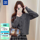 唐獅（TonLion）2025秋冬女簡(jiǎn)約風(fēng)蝴蝶結裝飾圓領(lǐng)開(kāi)衫