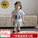 G.duck小黃鴨童裝男童夏季套裝薄款一歲寶寶衣服嬰幼兒童polo衫短褲夏裝 灰色 80 尺碼建議6-9個(gè)月14-20斤cm