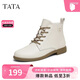 他她（TATA）休閑馬丁靴女平底短靴子冬7BJ48DD4 米白 35