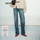 MO&Co.牛仔褲RECTO設計師聯(lián)名高腰直筒后腳口破洞復古摩安珂 牛仔藍色 S 26