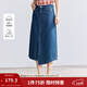 茵曼（INMAN）純棉復古開(kāi)叉牛仔裙女2025夏季高腰顯瘦百搭繡花A字半身裙子 牛仔藍 M