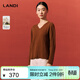 藍地【商場(chǎng)同款】LANDI咖色V領(lǐng)羊絨針織衫女套頭羊毛上衣冬裝新款 深咖色 L