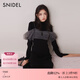 SNIDEL秋冬薄紗吊帶半高領(lǐng)針織連衣裙兩件套SWNO245065 黑色 均碼 （F）