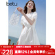 百圖betu女裝2025夏季新款短袖連衣裙重工刺繡收腰顯瘦裙子女2505T75 白色 S