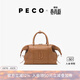 PECO小丑餃子包油蠟手提春夏新款大容量斜挎通勤波士頓旅行包女神節禮 摩卡棕 頭層粒面小牛