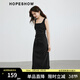 紅袖簡(jiǎn)約氣質(zhì)黑色吊帶裙夏季新款女裝高級壓褶收腰顯瘦U領(lǐng)背心連衣裙 黑050 M