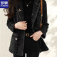羅蒙（ROMON）夾棉加厚高級感小香風(fēng)外套女秋季2026新款女裝粗花呢西裝外套風(fēng)衣 黑色專(zhuān)柜高貨 L 105-118