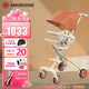 AMORHOME溜娃嬰兒推車(chē)輕便可折疊簡(jiǎn)易傘車(chē)遛娃神器高景觀(guān)兒童手推車(chē) 珊瑚橙【全包升級+置物包】