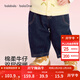 巴拉巴拉【balaOne】童裝兒童牛仔褲春復古卡通寬松紅色新年拜年服長(cháng)褲子 夜幕藍88301 110
