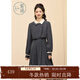 紫涵（ZIHAN）紫涵假兩件連衣裙女2025年冬季新款復古撞色翻領(lǐng)木耳邊長(cháng)袖a字裙 遠黛灰 L
