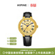 西普尼金表（HIPINE）金表男復古羅馬標防水石英表純金999大表盤(pán)黃金手表男生日禮物 【鋯石金面鋼扣-黑帶】金重4.5g+