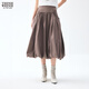 Teenie Weenie小熊女裝半身裙26夏季新款優(yōu)雅時(shí)尚少女風(fēng)中長(cháng)A字裙 棕色 S
