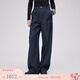 Fabrique原色天絲牛仔明線(xiàn)大口袋休閑褲女秋季新品 深藍 S （S/P）