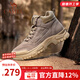 駱駝（CAMEL）馬丁靴復古休閑工裝靴秋冬季加絨戶(hù)外徒步厚底增高登山鞋男 G14W076684 卡其 42