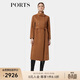 PORTS女裝秋冬新款雙排扣羊絨羊毛呢大衣 蜜糖棕 2