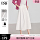 歐莎（OSA）【輕熟的優(yōu)雅】純棉知性通勤高腰顯瘦半身裙傘裙女2025秋季新款 白色 M