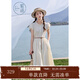 紫涵（ZIHAN）紫涵木耳邊圓領(lǐng)小飛袖連衣裙女2025夏季新款法式浪漫收腰顯瘦長(cháng)裙 米杏色 M