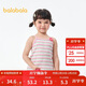 巴拉巴拉童裝T恤兒童短袖2024夏裝女童條紋背心洋氣甜美吊帶208224122001