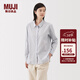 MUJI女式水洗平紋襯衫領(lǐng)長(cháng)袖襯衫襯衣內搭女裝冬季外搭薄款外套 白色條紋 M （160/84A）