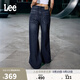 Lee25秋冬新品五袋款寬松深藍男女同款寬腿牛仔褲 深藍色  M 