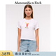 Abercrombie & Fitch美式時(shí)尚圖案棉質(zhì)舒適修身短袖T恤上衣25夏季女裝157-5002 白色 S (165/88A)