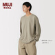 MUJI男式 天竺編織 圓領(lǐng)長(cháng)袖T恤 男士打底衫男款男裝 26年春季 卡其色圖案 S （165/84A）