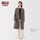 MUJI女式 羊毛混 切斯特大衣毛呢外套女款女裝衣服25年冬季 BD10LA5A 深咖啡棕色 S (155/80A)