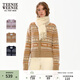 Teenie Weenie小熊女裝冬季復古費爾島提花圓領(lǐng)毛衣針織開(kāi)衫外套 卡其色 S