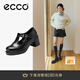 愛(ài)步（ECCO）單鞋 輕奢牛皮扣帶增高粗跟高跟鞋樂(lè )福鞋女 都市首爾223543 黑色22354301001 39