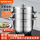 蘇泊爾蒸鍋三層復底304不銹鋼大容量籠屜湯鍋雙層3層大蒸籠饅頭鍋通用 【三層 復底蒸鍋】 32cm