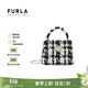 芙拉（FURLA）1927系列格紋織物女士迷你鏈條手提包 純白色花色【禮物】