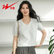 雙星（shuangxing）V領(lǐng)短袖t恤女夏季新款95%棉寬松休閑上衣微胖大碼女裝 白色 L