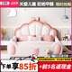 童友兒童床女孩公主床單層現代滑梯床夢(mèng)幻城堡真皮蝴蝶結粉色帶護欄床 真皮床 1200*2000【10厘米排骨架】