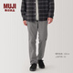 MUJI 男式 彈力絲光斜紋 修身褲 長(cháng)褲子春秋季款休閑褲男士男裝 淺灰棕色 AE0XLA4A 79 175/78A