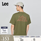 Lee商場(chǎng)同款舒適版圓領(lǐng)三角徽標印花Logo男短袖T恤潮LMT0101673RX 橄欖綠 M