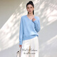 MUSLEY QUEENV領(lǐng)26春季新款羊毛衫女無(wú)縫羊絨羊毛拉絨百搭秋冬毛衣 淺蘭 均碼