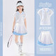 優(yōu)優(yōu)1點(diǎn)（Yoyo one）女童夏季套裝速干運動(dòng)服兒童涼感短袖大童百褶裙子網(wǎng)球羽毛球訓練 6125白藍+19027白色 150 cm
