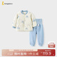 童泰（TONGTAI）寶寶套裝秋冬季純棉夾棉嬰兒衣服兒童內衣睡衣家居服藍色90cm