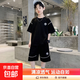 【男童夏裝套裝】2025新款兒童夏季痞帥潮中大童短袖男孩運動(dòng)裝 NN-A1081【黑色】 150