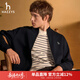 哈吉斯（HAZZYS）男裝 秋款休閑外套【液氨工藝】經(jīng)典立領(lǐng)針織夾克男ASVZU0CCX17 深藏青色DN M （170/92A 46）